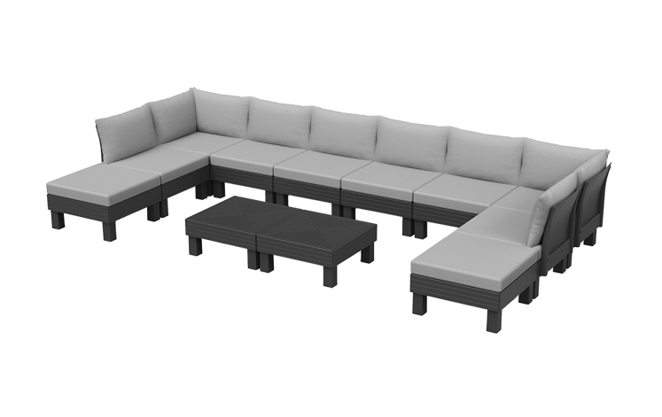 Elements 10 Seater Corner Modular Lounge Set - Graphite